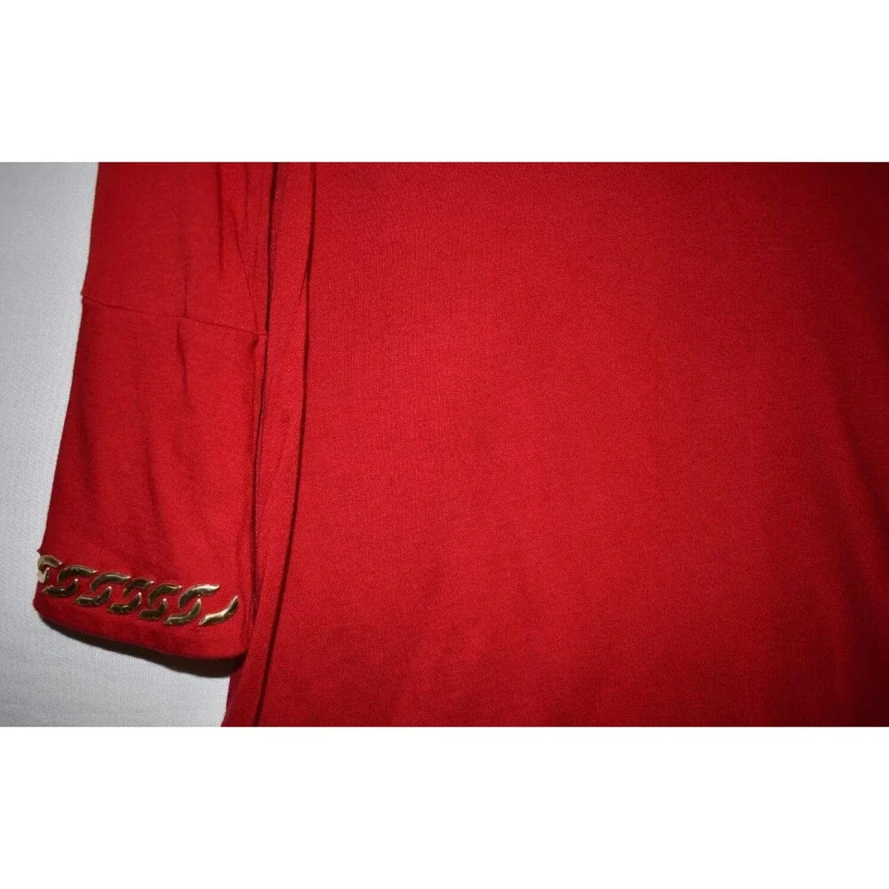 Michael Kors Gold  Studded  Top  Red Size Medium Bell Sleeves